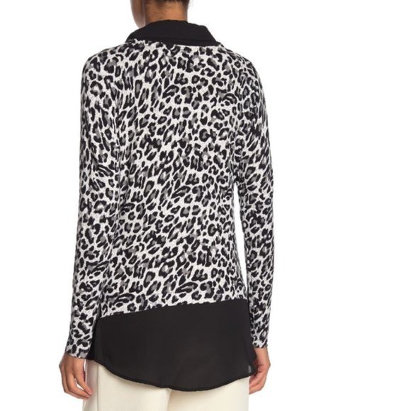 Adrianna Papell Leopard Print Twofer Sweater - Picture 2 of 5